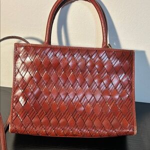 Etienne Aigner Rich Brown Woven Shoulder Bag
